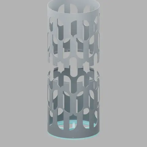 CAD rendering of the two patterned cylinder sections separated at their joining seam.