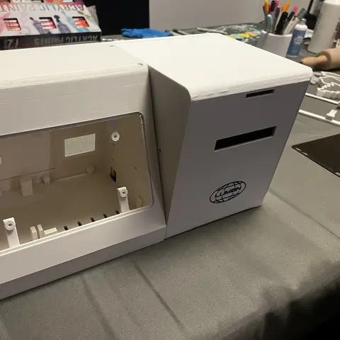 The two printed enclosure bays before fitting the screen